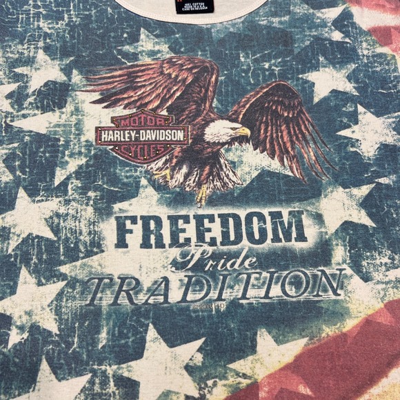 Harley-Davidson Freedom Pride Tradition Eagle Flag Shirt 2X Made in USA Vintage - Picture 8 of 12